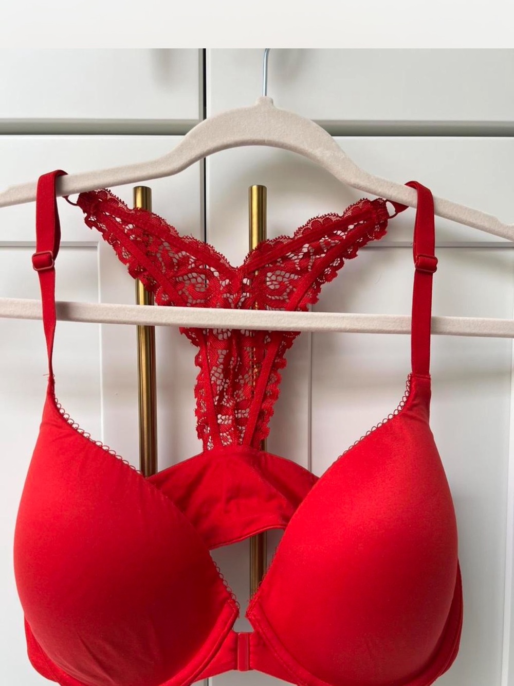 Red Lace-Back Demi Lined Bra